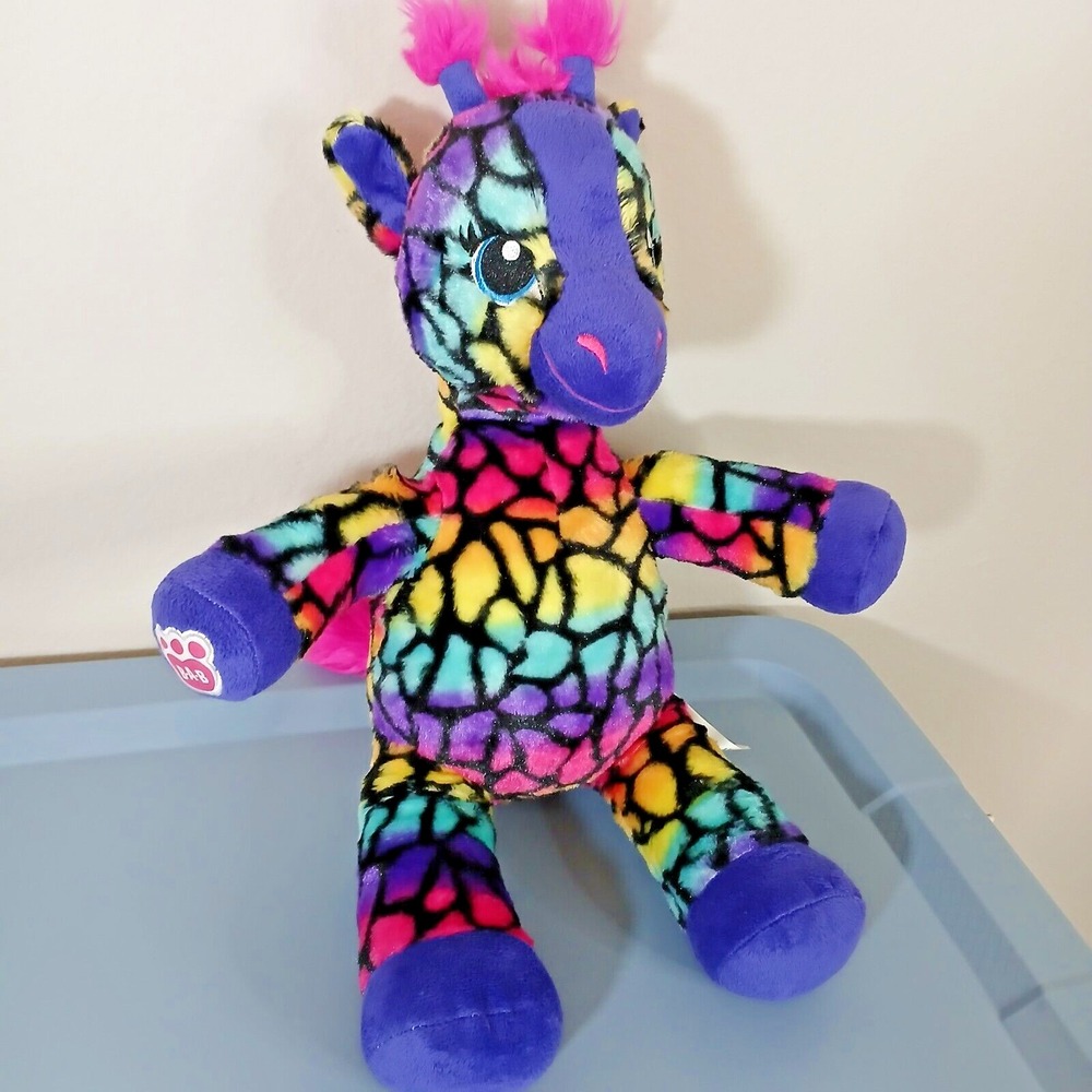Lisa Frank Build A‎ Bear Rainbow Giraffe Wild Style Stuffed Animal Plush 18" PLA